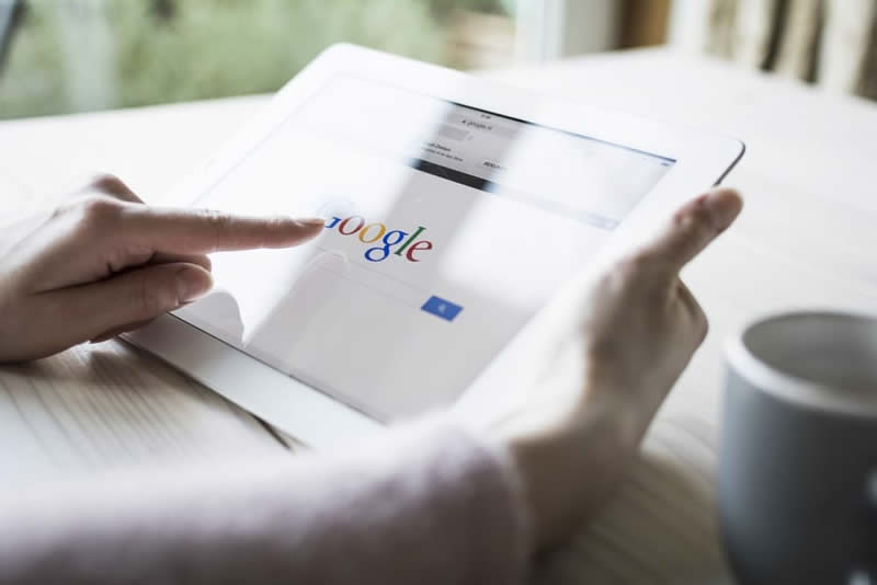 tablet showing Google search